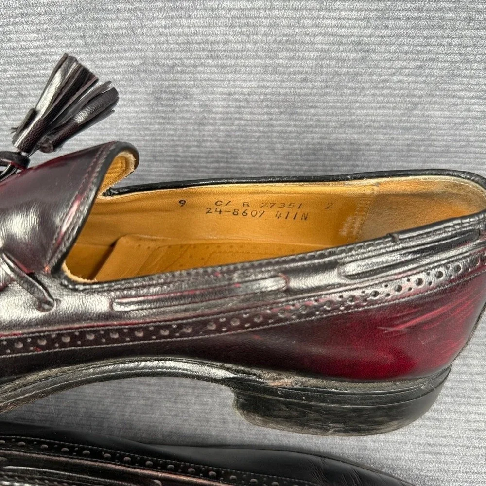 Johnston‎ & Murphy Mens Burgundy Wingtip Tassel Kiltie Loafers Dress Shoes 9 M